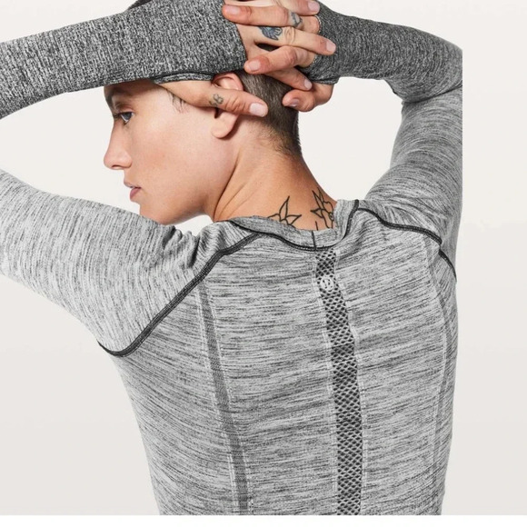 Lululemon Swiftly Tech Long Sleeve Crew Black / White (Grey Ombre) Size 4 - Picture 4 of 12
